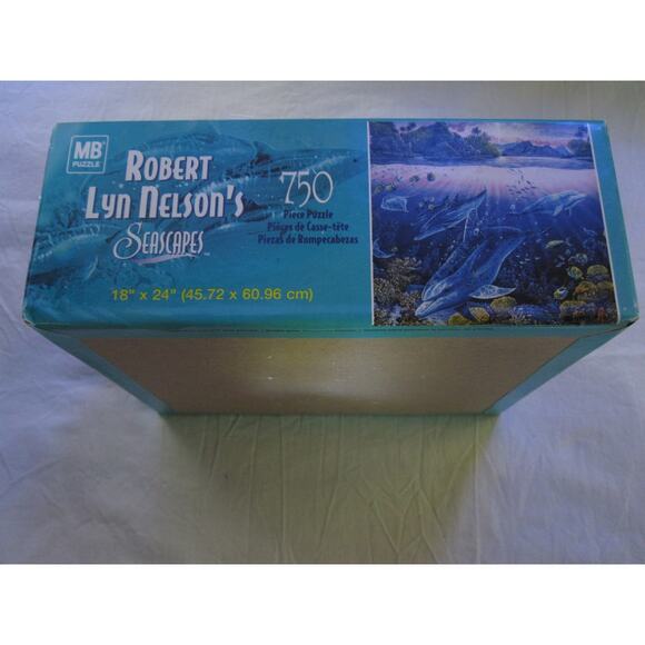 NEW Robert Lyn Nelsons Seascapes 750 piece jigsaw puzzle Fish Dolphins Mountains - Picture 2 of 2